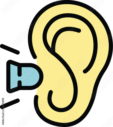 Cover earplugs icon outline vector. Auditory noise. Listen plug color flat