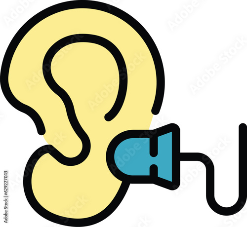 Hearing earplugs icon outline vector. Silent control. Noise auditory color flat