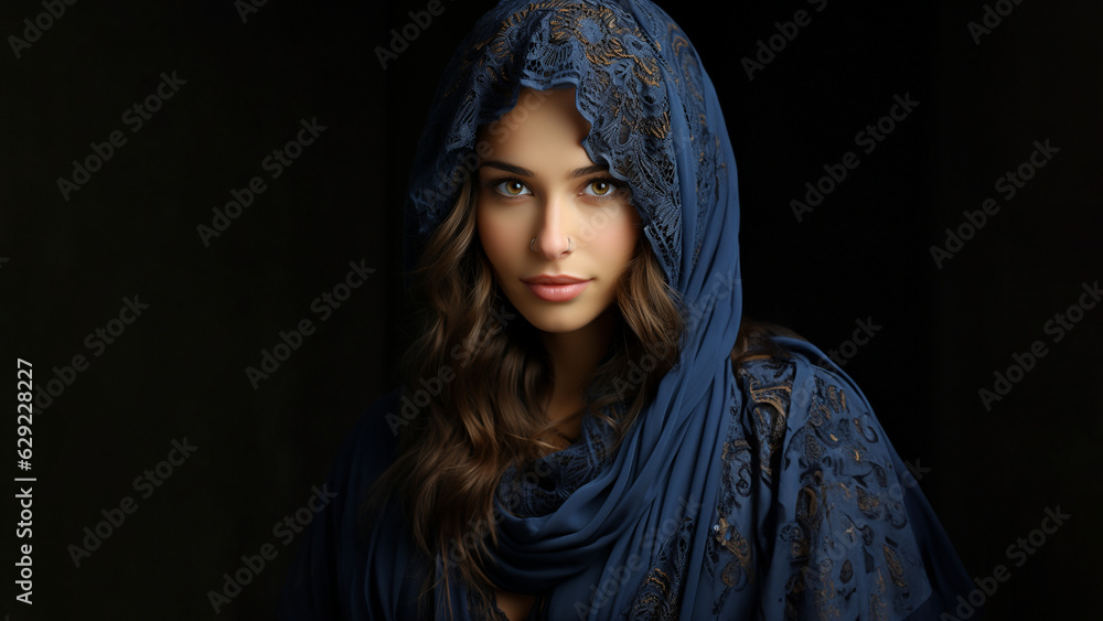 Hübsche arabische Frau Gesicht mit hijab hidschäb unhüllt Nahaufnahme, ai generativ Hübsche arabische Frau Gesicht mit hijab hidschäb unhüllt Nahaufnahme, ai generativ