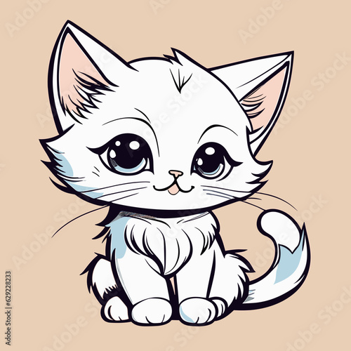 Gato adorable con ojos grandes y bonitos y pelo blanco