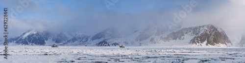 Ship in the ice in Svalbard