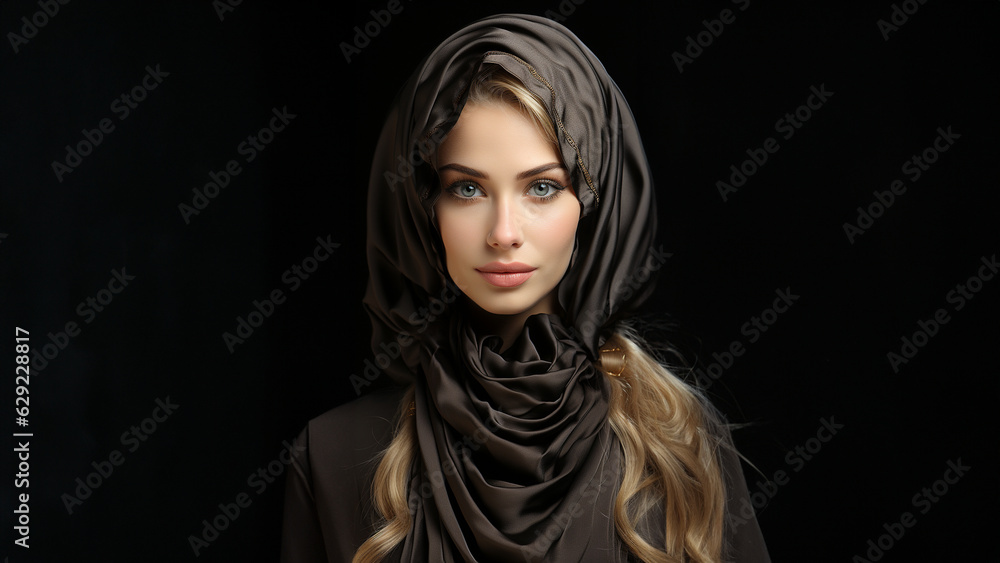 Hübsche arabische Frau Gesicht mit hijab hidschäb unhüllt Nahaufnahme, ai generativ