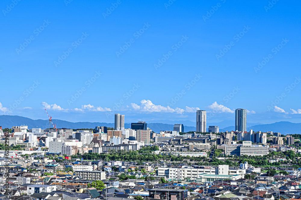 千里タワーを含む大阪北摂の俯瞰風景【大阪風景】