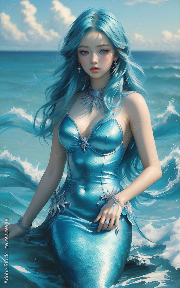 Fantasy Woman Mermaid Myth Goddess Of Sea Art Creative Costume Ocean Good Body Woman Mystic