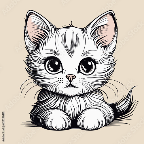 Gato adorable con ojos grandes y bonitos y pelo blanco