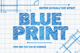 blueprint architect drawing style editable text effect font engineering architectural template design