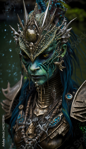 Aquatic Swamp Dragon woman close up portrait © Magdalena Wojaczek