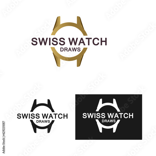 swiss watch logo template. Watches frame logo. vector logo