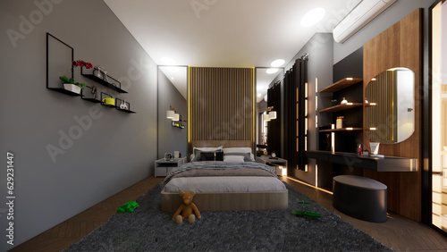 Interior photo and render