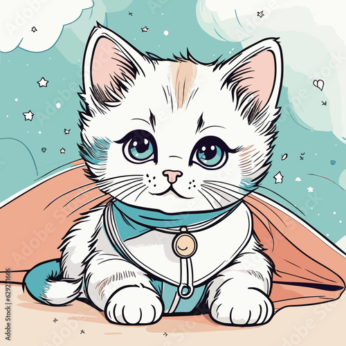 Gato adorable con ojos grandes y bonitos y pelo blanco