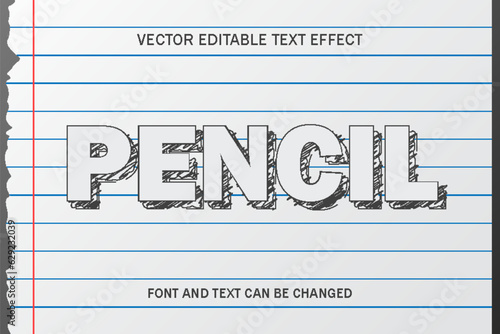 pencil sketch hand drawing style editable text effect font typography lettering template design paper background