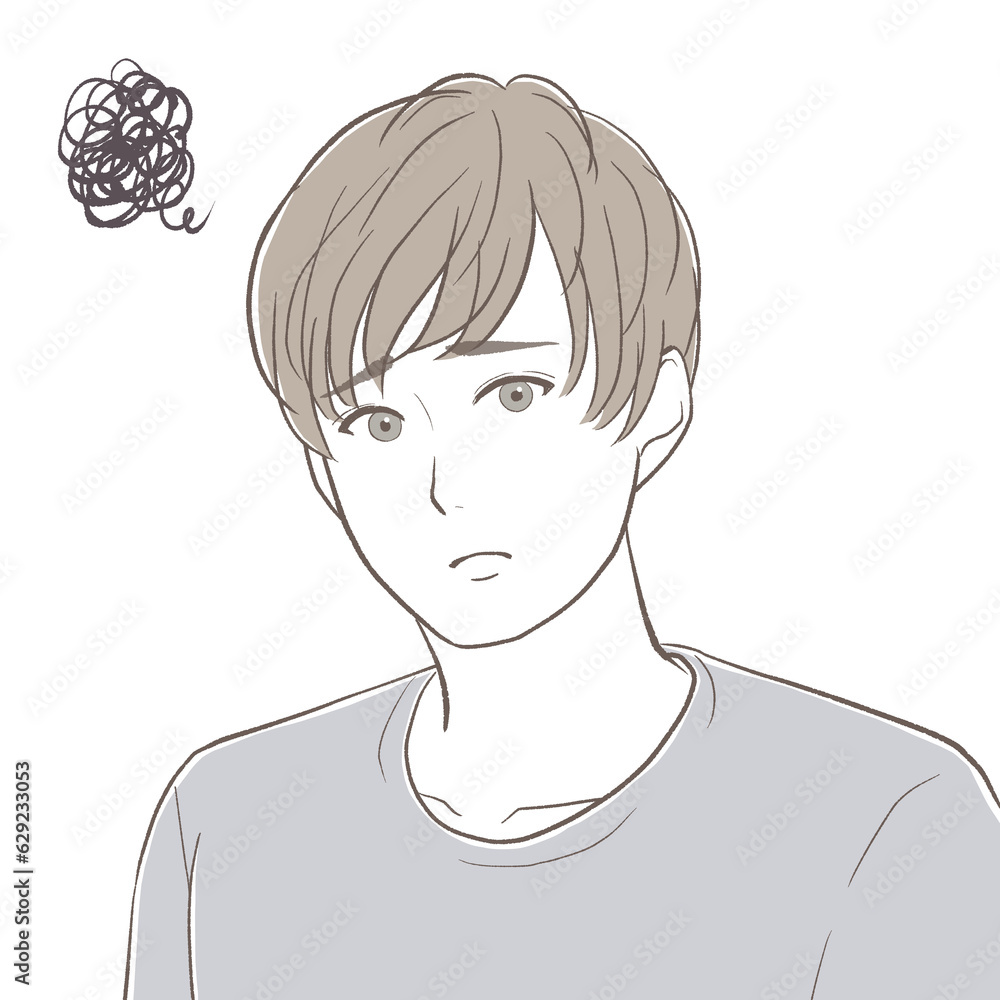 悩み事がある若い男性 悩み事がある若い男性