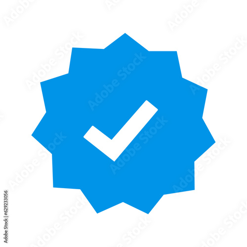 Instagram verified profile badge. Blue verified instagram account icon. Social media account verification icon. Blue check mark sign. Guaranteed safety person sign. Approved tick profile - vector