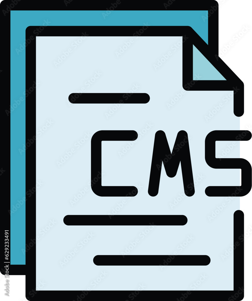 Cms paper icon outline vector. Web design. Graphic code color flat Cms paper icon outline vector. Web design. Graphic code color flat