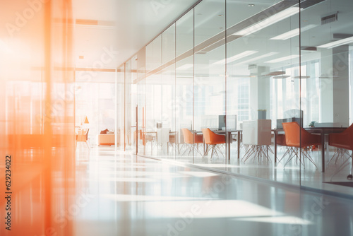 Blurred background of a calm office room with natural light