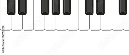 Realistic flat Piano Keys background with copy space on white backdrop. Simple cartoon Piano key vector ilustration.