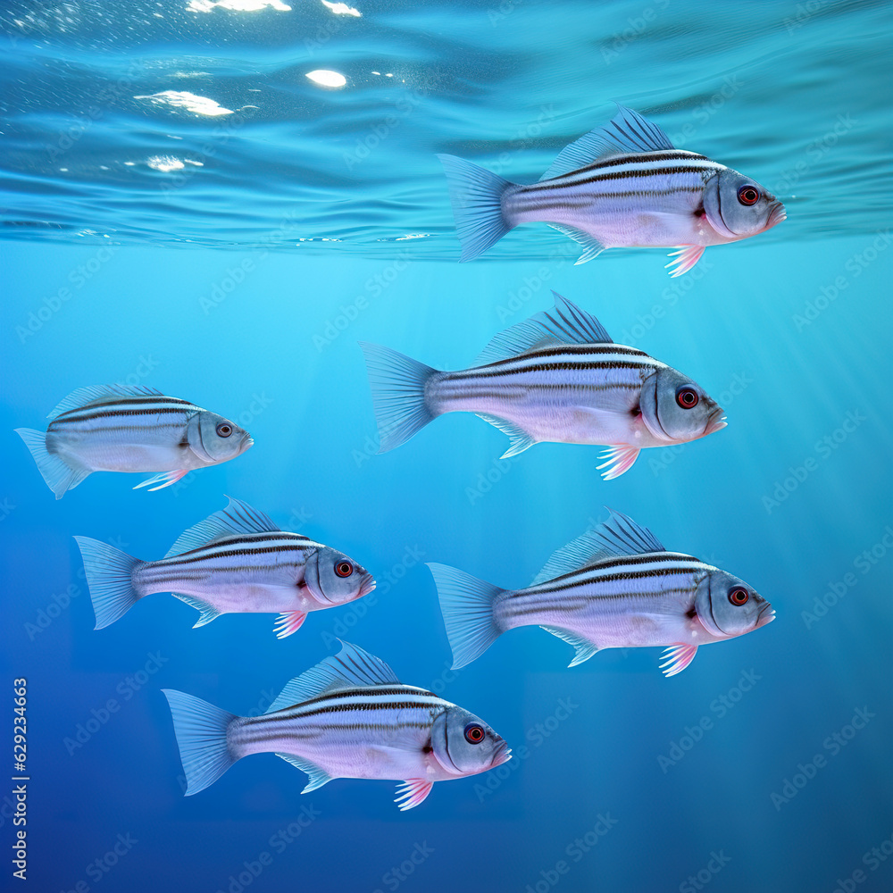 Fototapeta premium Fishes under the clear ocean