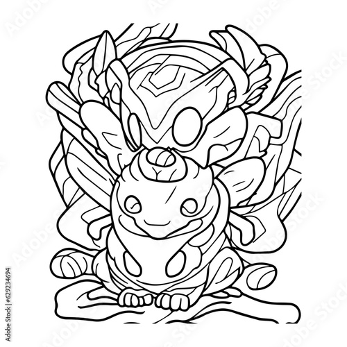  hand drawn kawaii coloring book illustration