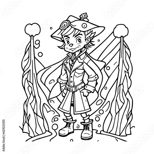  hand drawn kawaii coloring book illustration