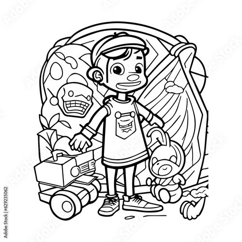  hand drawn kawaii coloring book illustration