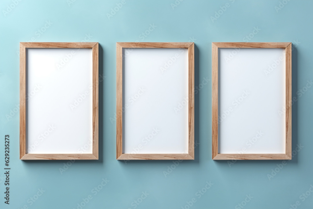 Blank horizontal poster frame mock up in living room interior, Modern living room interior background. Generated AI Blank horizontal poster frame mock up in living room interior, Modern living room interior background. Generated AI