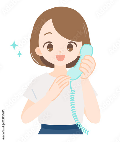 電話対応・案内をする女性