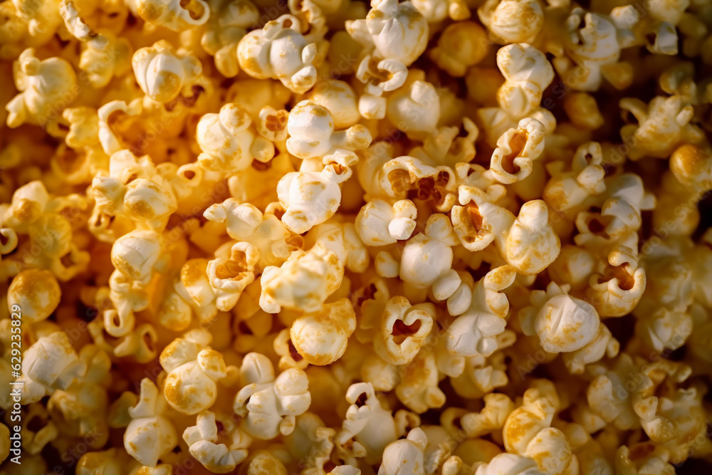 close up of tasty and sweet popcorn, created with generative ai close up of tasty and sweet popcorn, created with generative ai