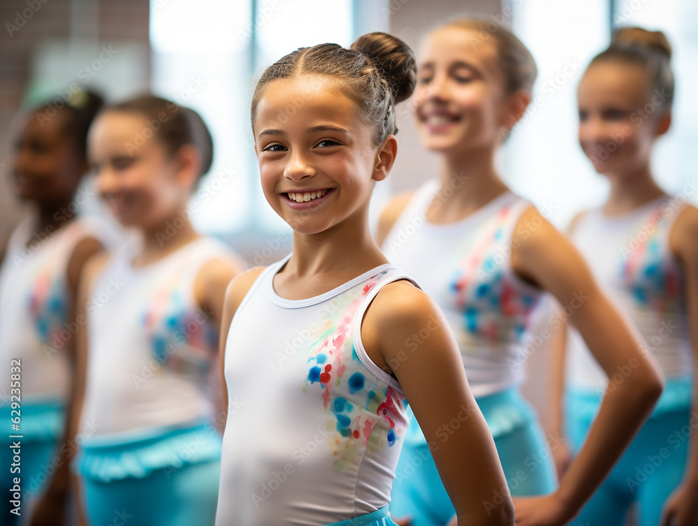 Viele Kinder im Tanz und Balett Studio lachen, ai, generativ Viele Kinder im Tanz und Balett Studio lachen, ai, generativ