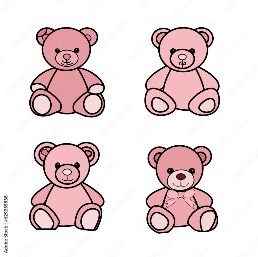 a set of cute teddy bear icons