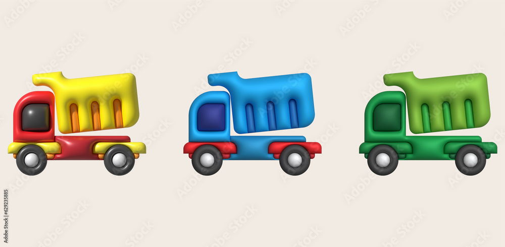3d icon.toy truck for kids minimalist style illustration