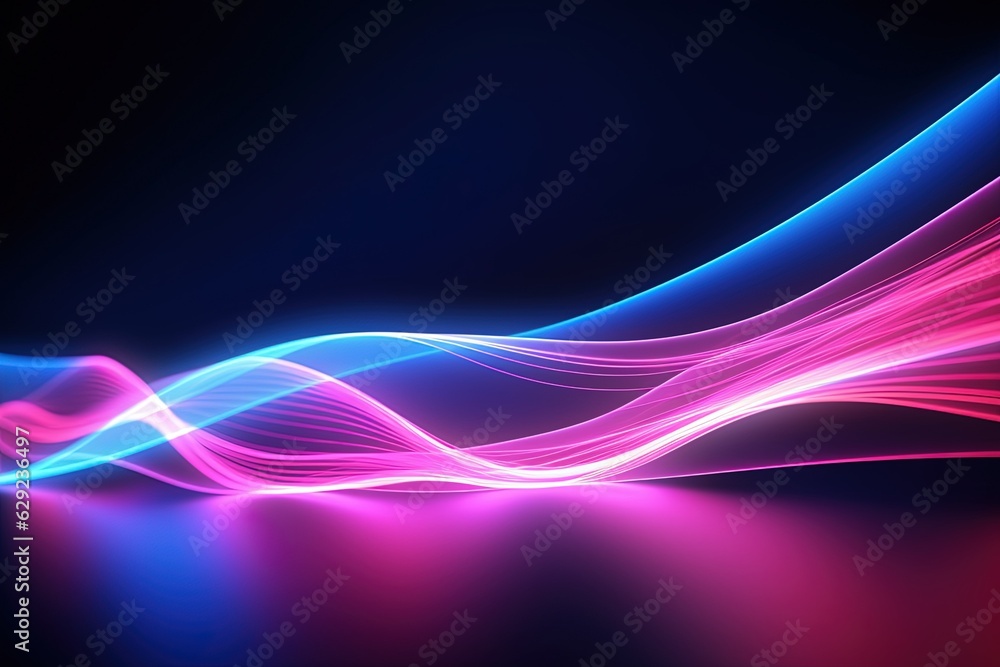 Naklejka premium abstract futuristic background with pink blue glowing neon moving high speed wave lines and bokeh lights. Data transfer concept Fantastic wallpaper