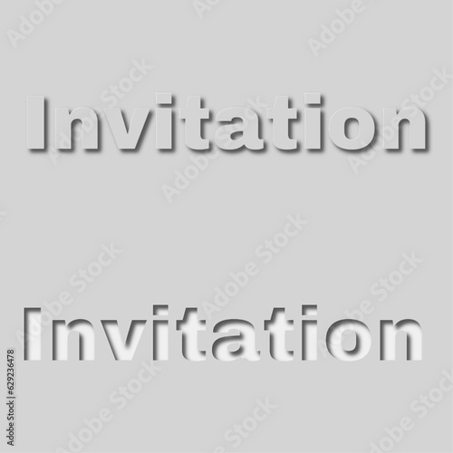 インビテーションの文字イラスト、招待状のためのイラスト文字素材、白い凹凸のある文字イラスト
