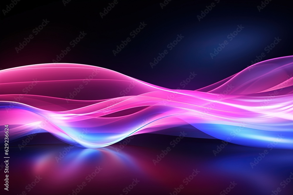 Naklejka premium abstract futuristic background with pink blue glowing neon moving high speed wave lines and bokeh lights. Data transfer concept Fantastic wallpaper