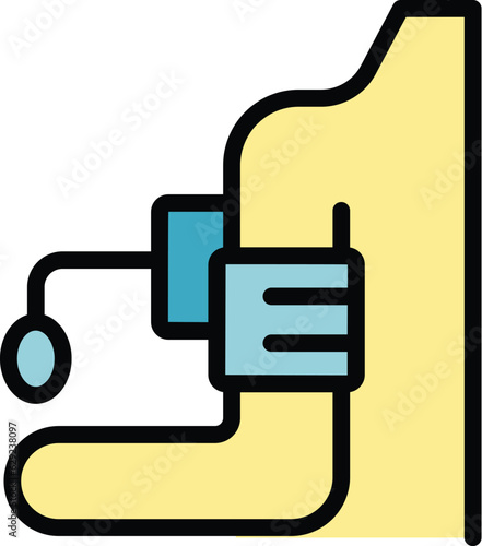 Blood pressure icon outline vector. Medical heart. Gauge cardiovascular color flat