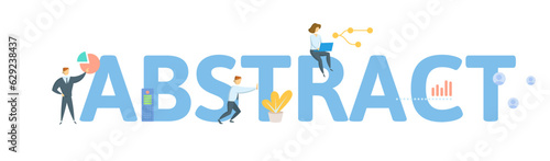 Abstract. Concept with keyword, people and icons. Flat vector illustration. Isolated on white.