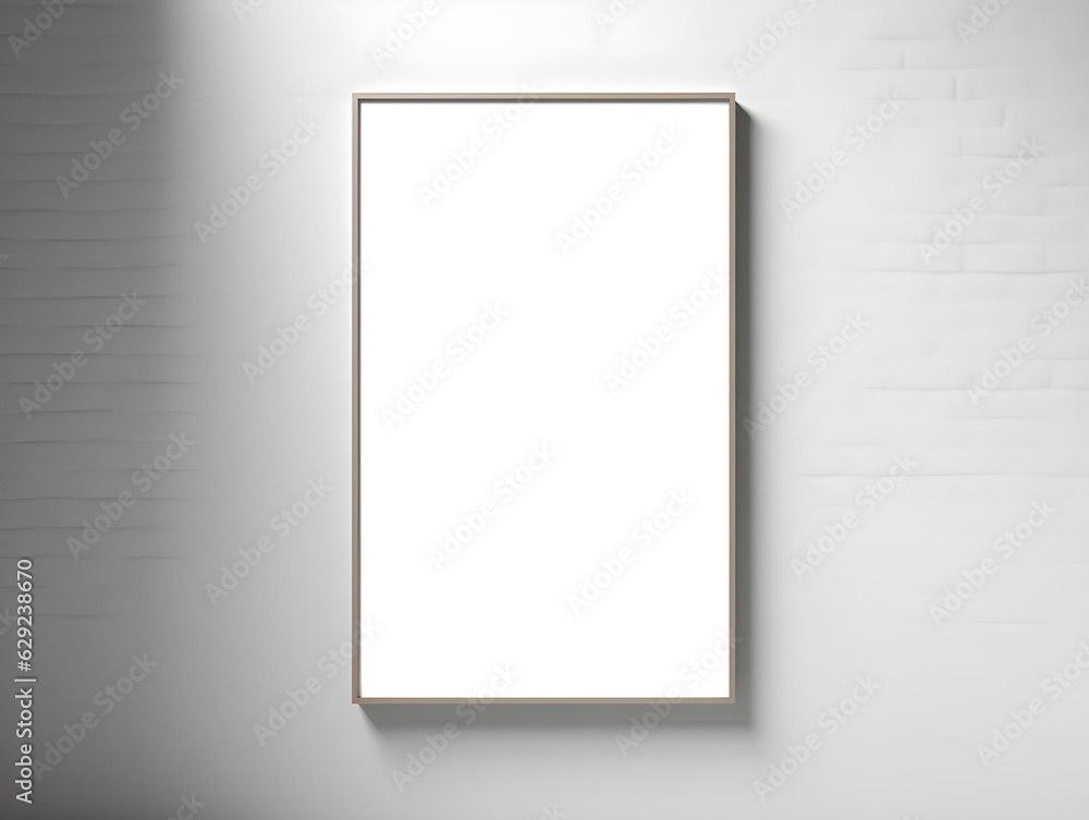A vertical empty picture frame mockup against a white background A vertical empty picture frame mockup against a white background