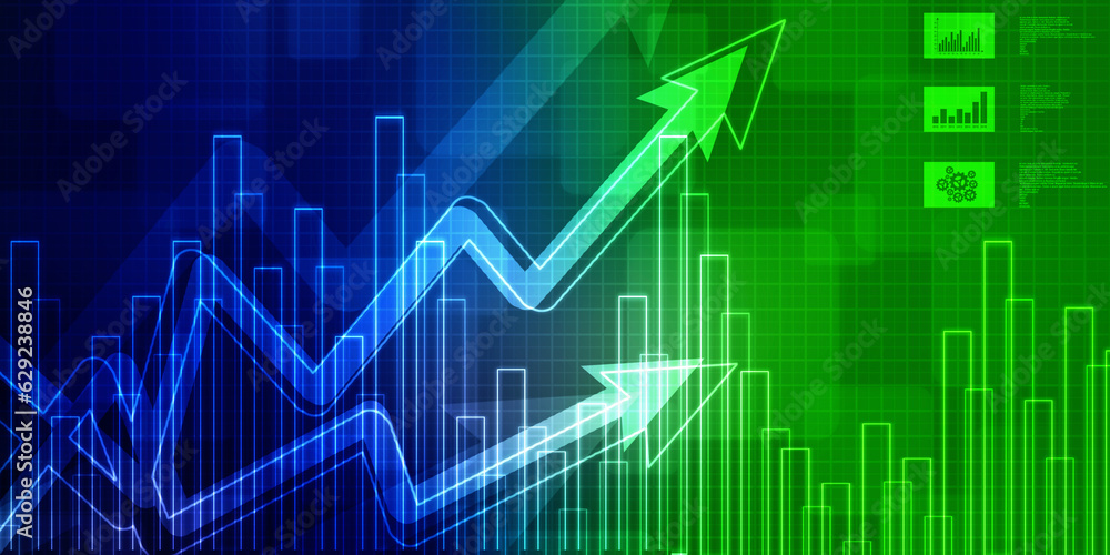 Naklejka premium 2d rendering Stock market online business concept. business Graph 