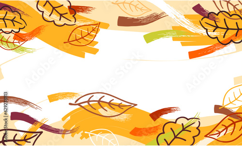 grunge marker leaves and shapes in autumn fall wind for seasonal sale promo panel