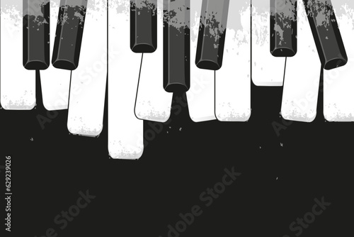Realistic retro Piano Keys background with copy space on black backdrop. Simple cartoon Piano key vector ilustration.