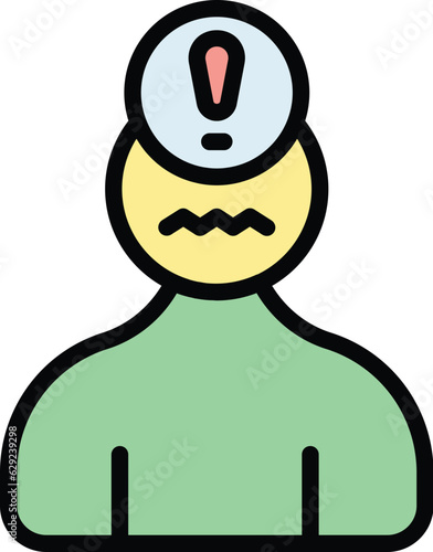 Depressed man icon outline vector. Panic attack. Mental disorder color flat