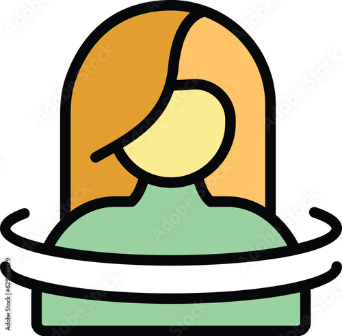 Woman stress icon outline vector. Panic attack. Mental disorder color flat