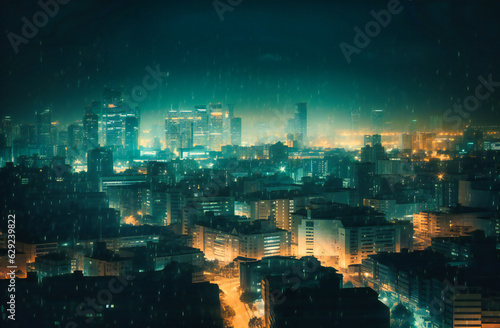a blurred image of the city at night