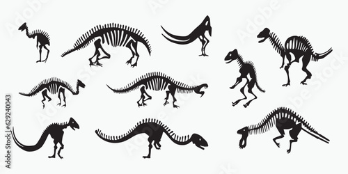 Fototapeta Naklejka Na Ścianę i Meble -  Dinosaurs Skull silhouette vector illustration