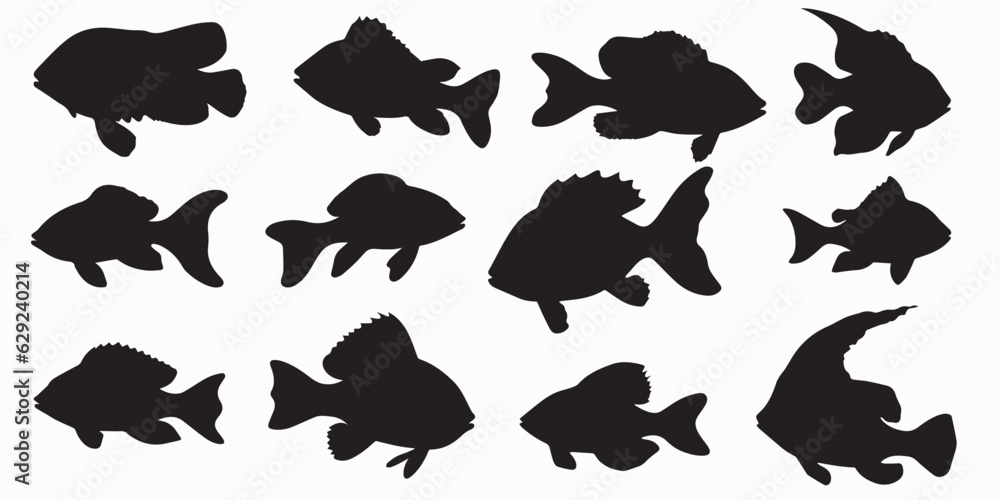 Set of silhouette Fish vector design Set of silhouette Fish vector design