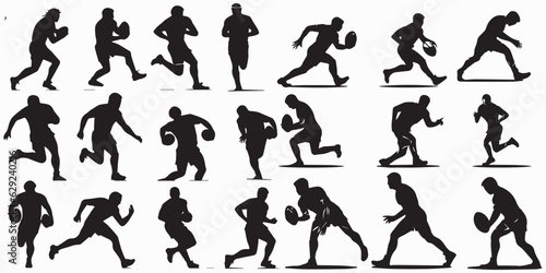 Rugby player silhouette vector collection