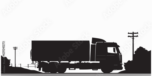 Truck on the road silhouette vector illustration