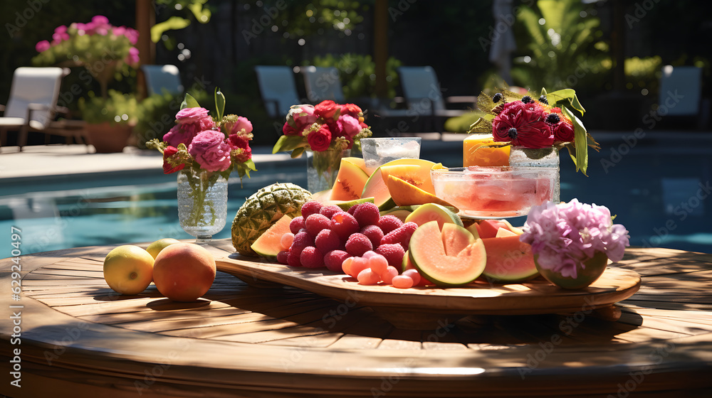 Fruit Platter Refreshing Summer.
Generative AI.