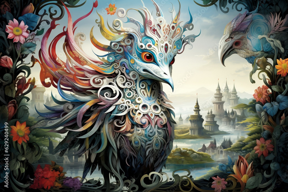 Fototapeta premium Enchanting Imaginary Creature in a Whimsical Landscape
