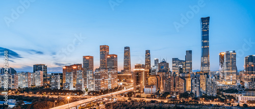 High View Night Scenery of Beijing CBD Building Complex in China