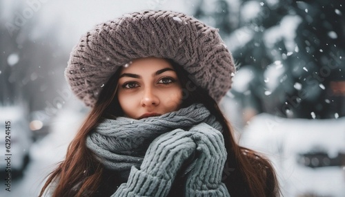 Photo of a women in winters snow fall